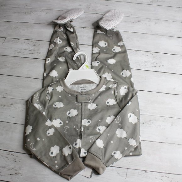 Carter's Toddler Girl's Size 4T Footie Pajama Sleeper Gray White Sheep - Picture 1 of 5